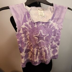 American Girl By Next Era Purple Tie Dye Star Short Sleeve Shirt Purple/White